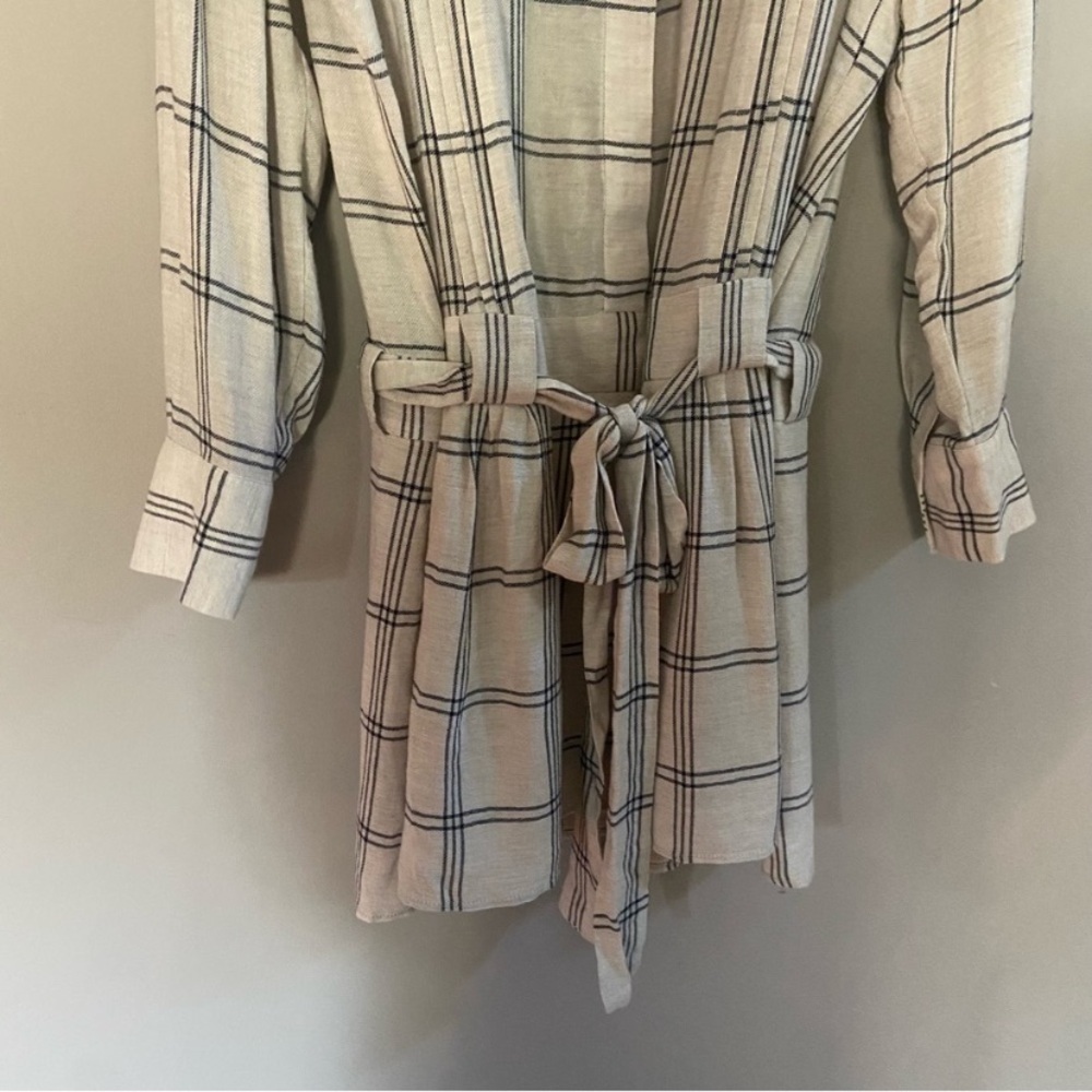 New! Reiss Sasha long sleeve plaid check dress grey white 2839 - Picture 4 of 14